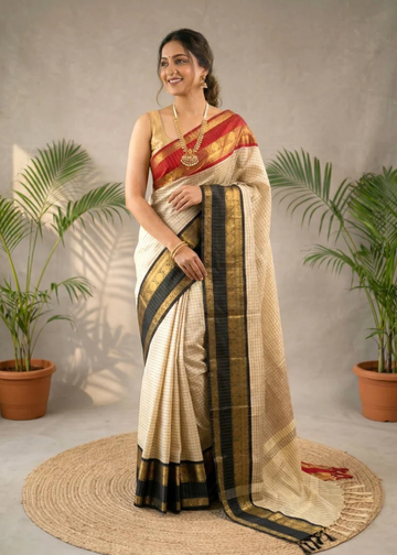 Ash Color Banarasi Ganga Jamuna Soft Silk Saree