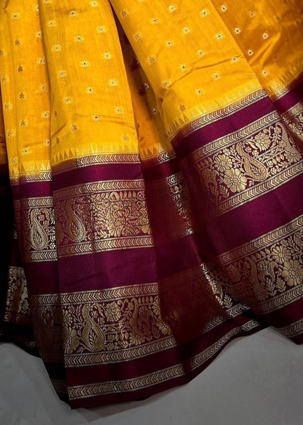 Yellow Banarasi Kathan Dupion Silk Saree