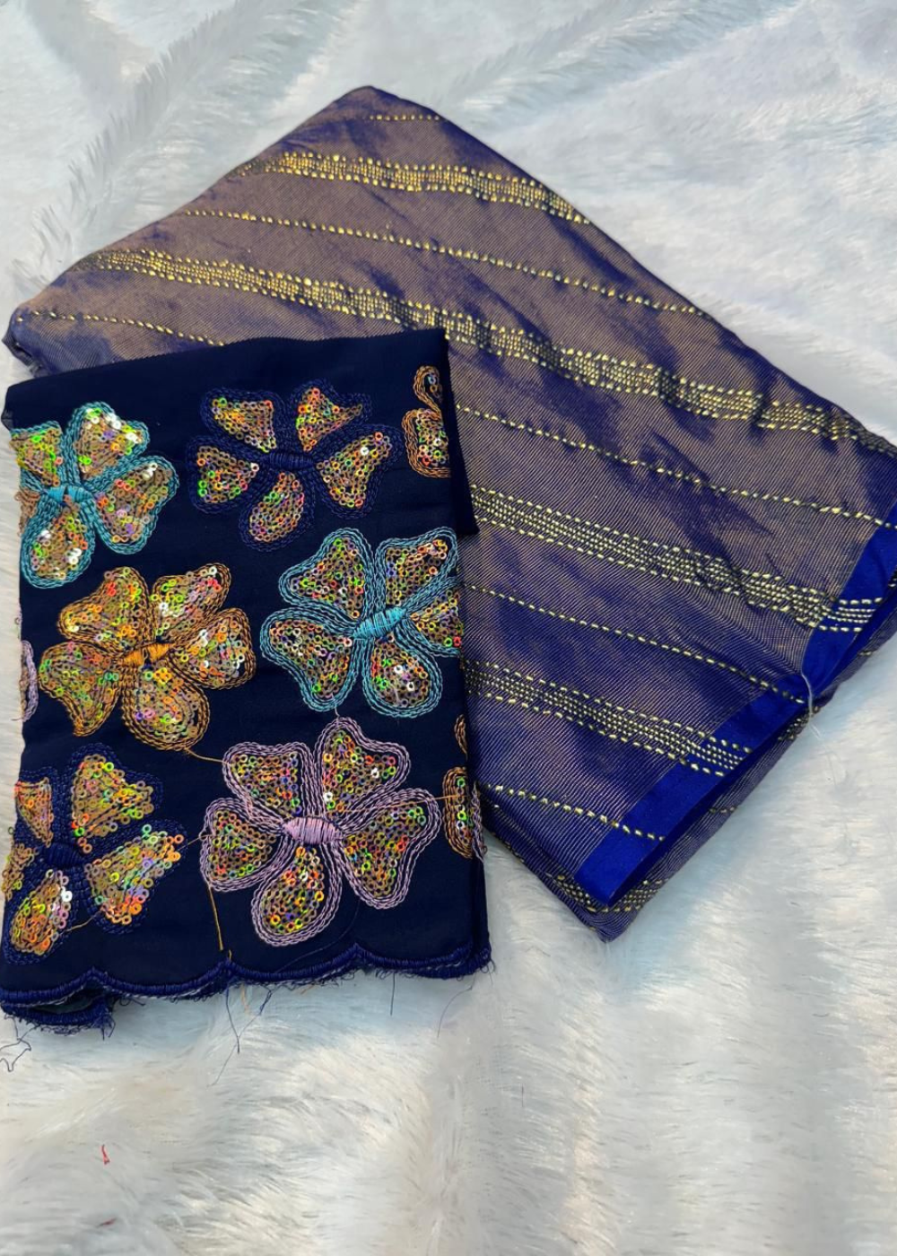 Designer Brasso Saree with Shimmering Floral Motifs