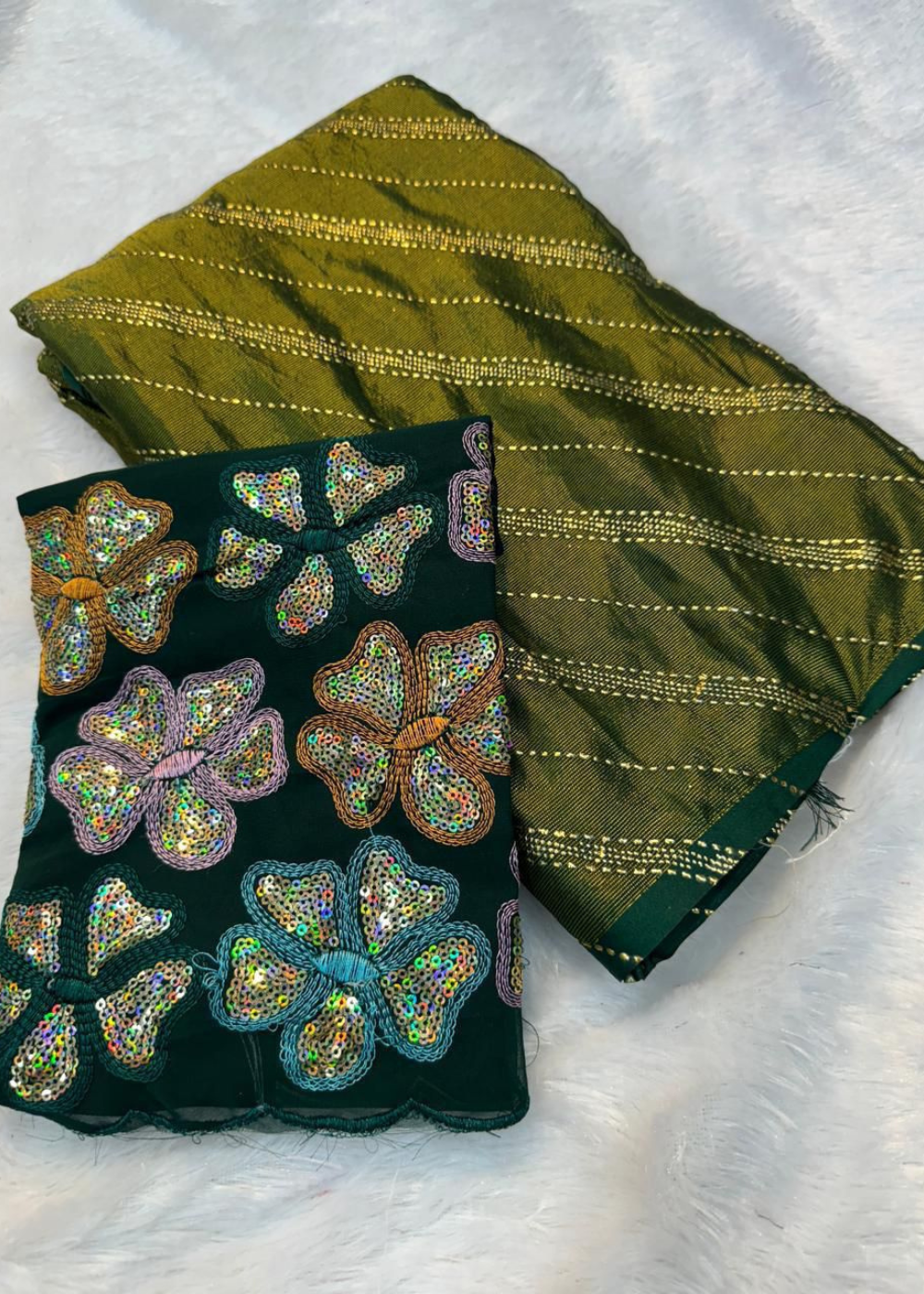 Designer Brasso Saree with Shimmering Floral Motifs