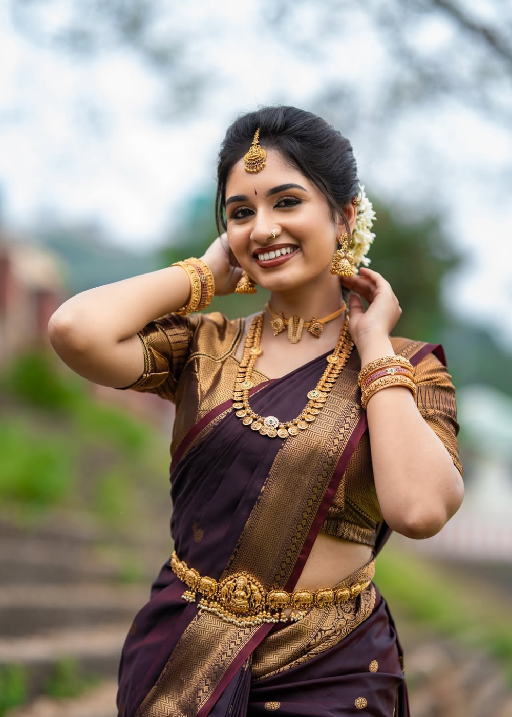 Traditional Coffee Brown Kathan Silk Elegance