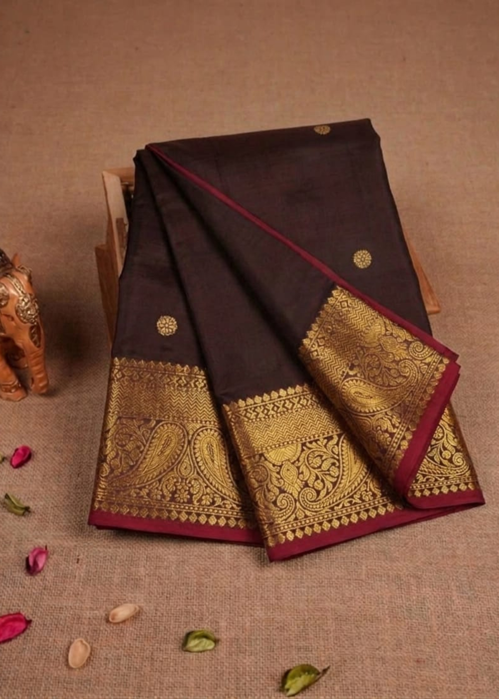 Traditional Coffee Brown Kathan Silk Elegance