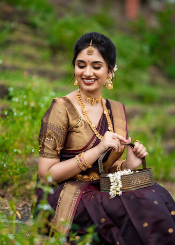 Traditional Coffee Brown Kathan Silk Elegance