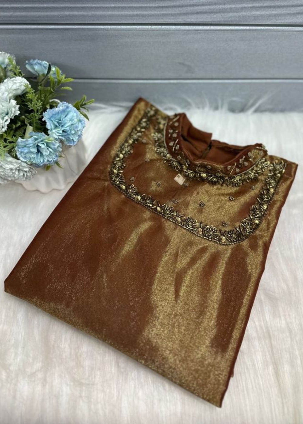 Shimmering Tissue A-Line Kurties with Inner Lining