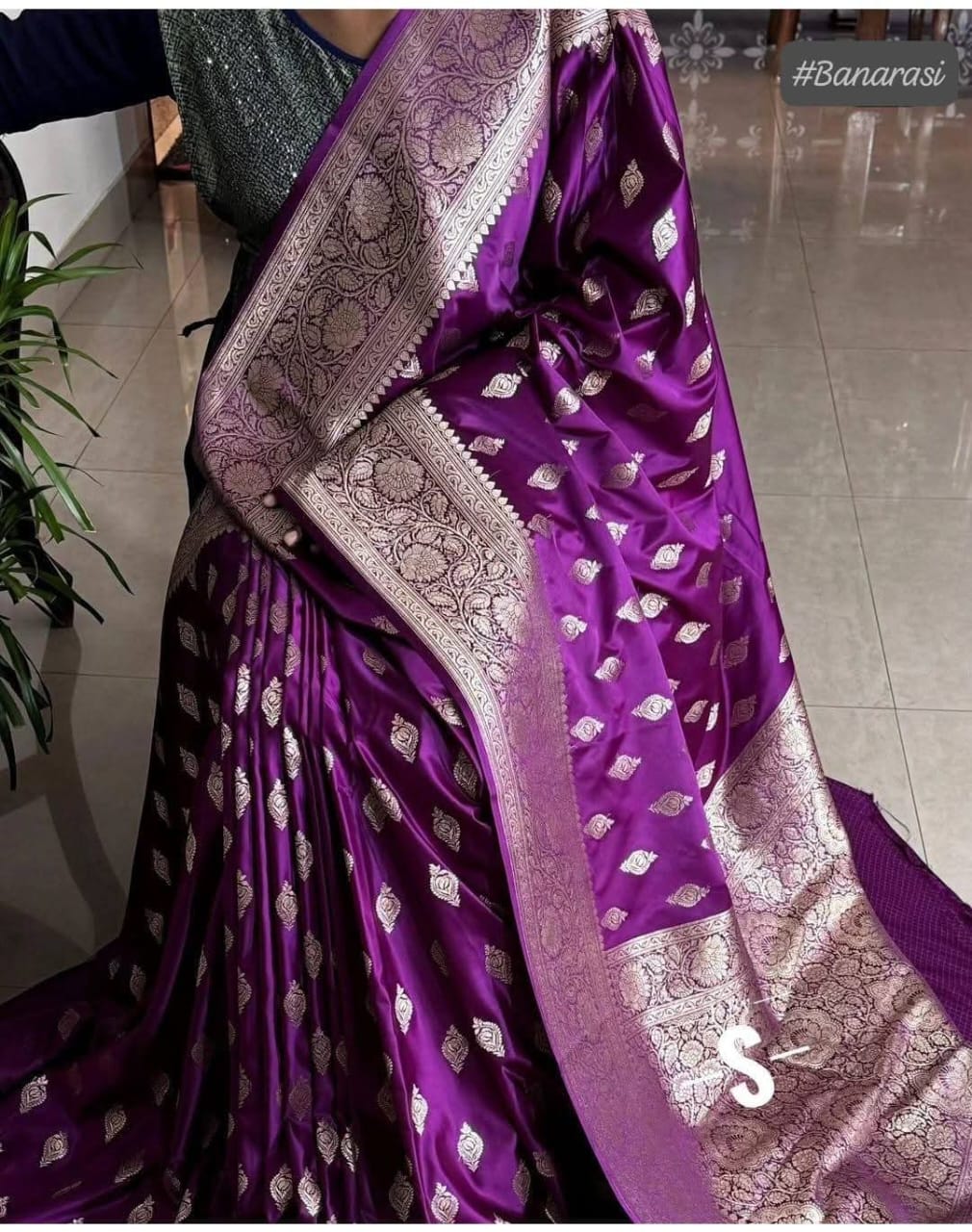 Purple Color Banarasi Mashru Silk Saree