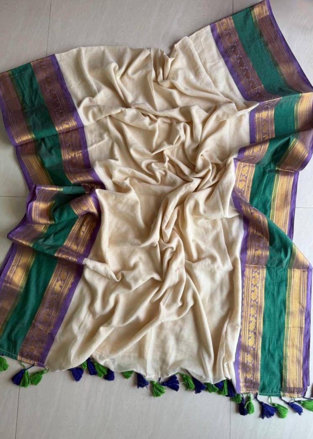 Elegant Khadi Soft Cotton Saree with Zari Border