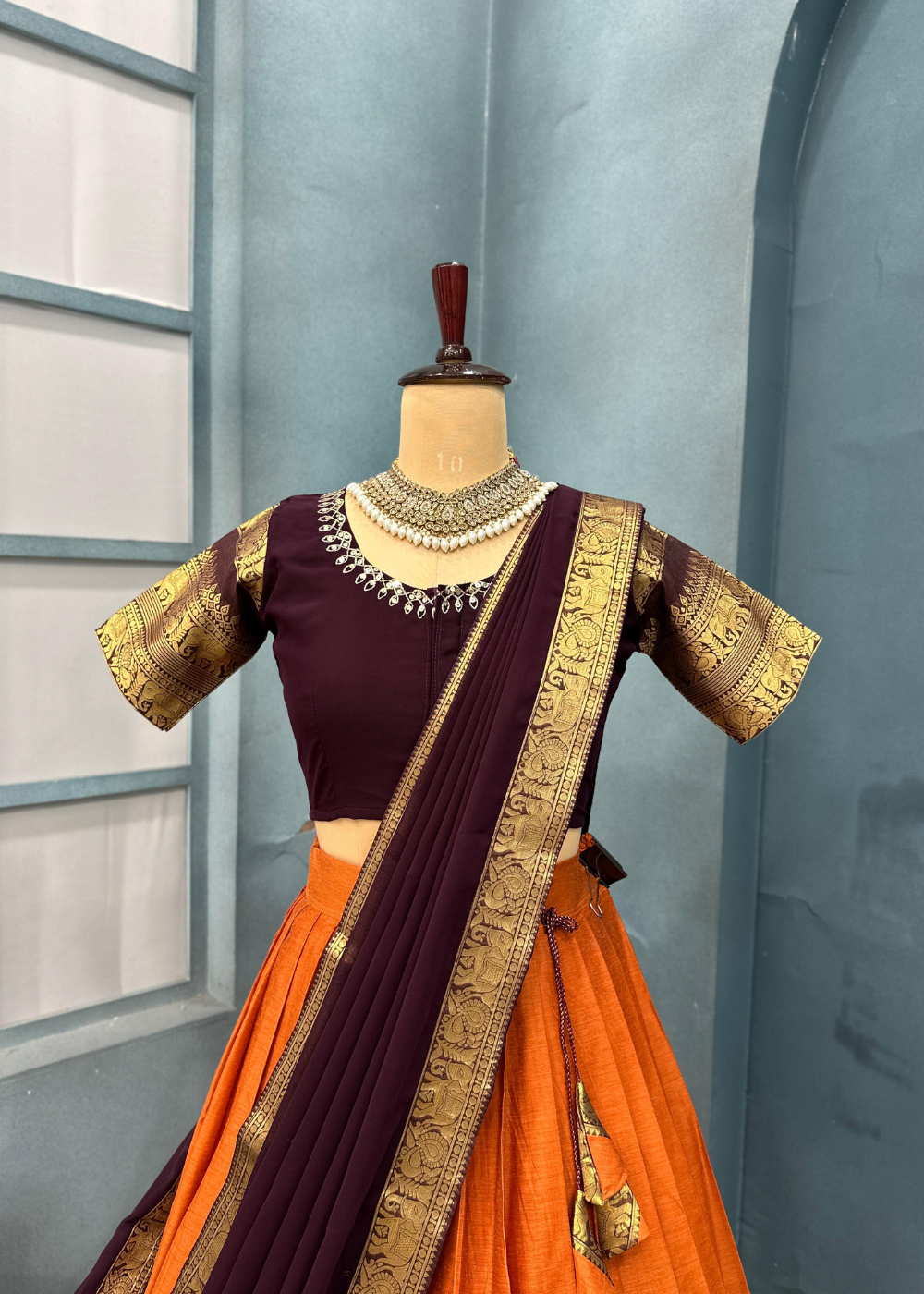 Exclusive Designer Premium Pure Cotton Kanjivaram Lehenga