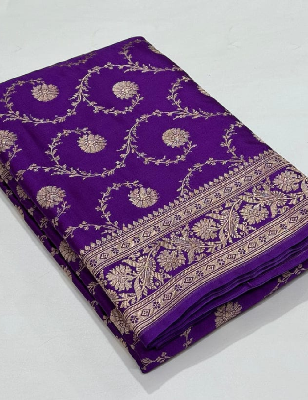 Violet Color Banarasi Mashru Silk Saree