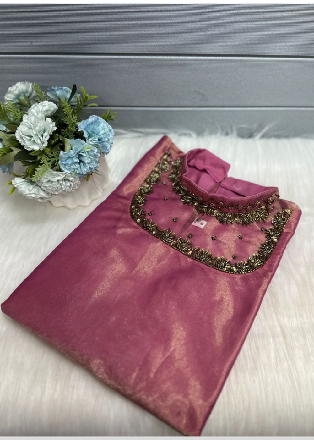 Shimmering Tissue A-Line Kurties with Inner Lining