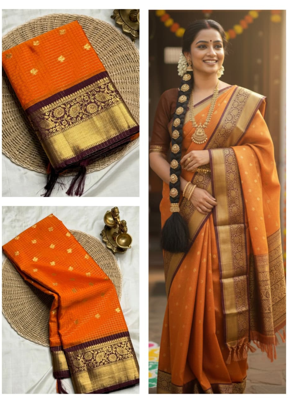 Premium Banarasi Katan Silk Saree – Elegant Vintage Shades
