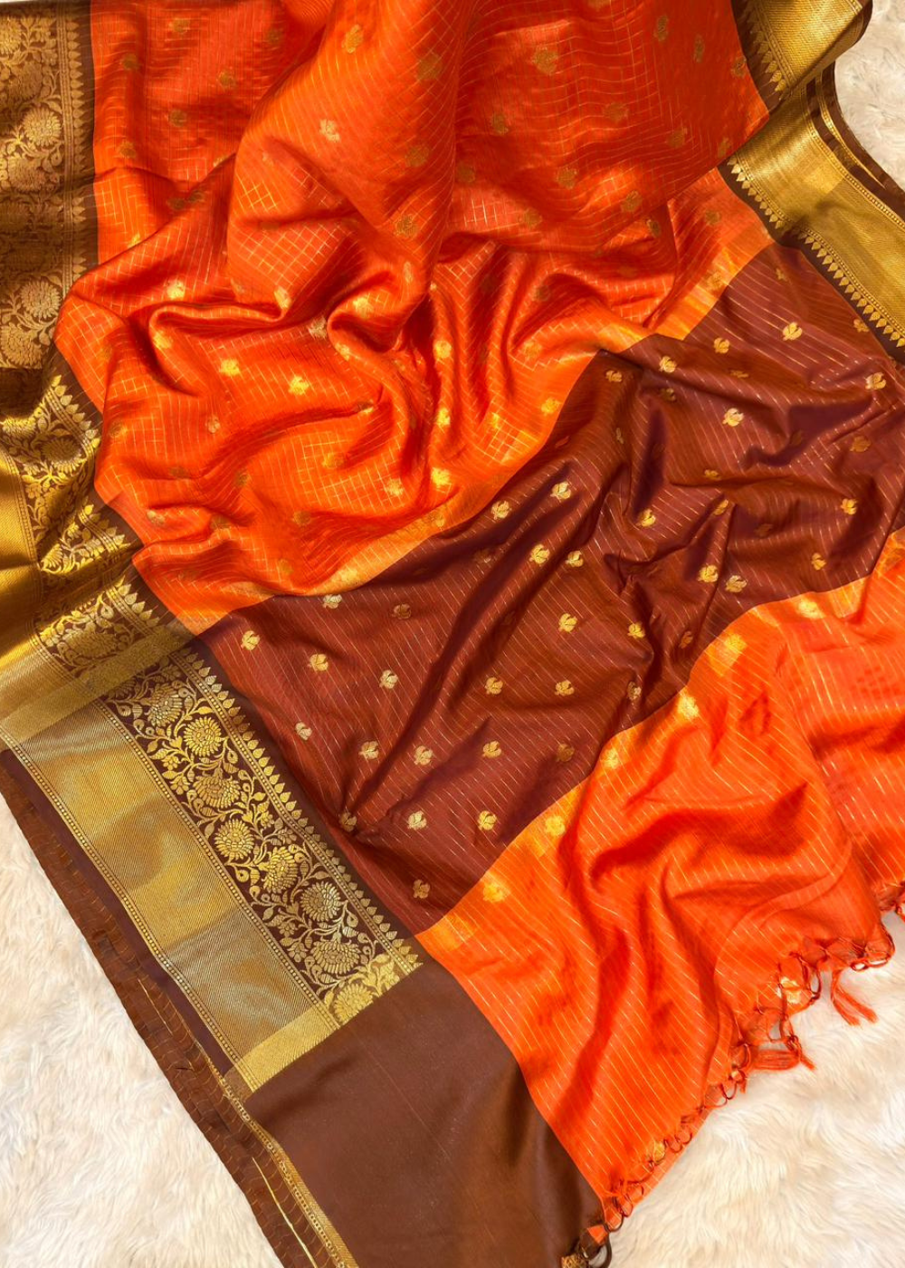 Premium Banarasi Katan Silk Saree – Elegant Vintage Shades