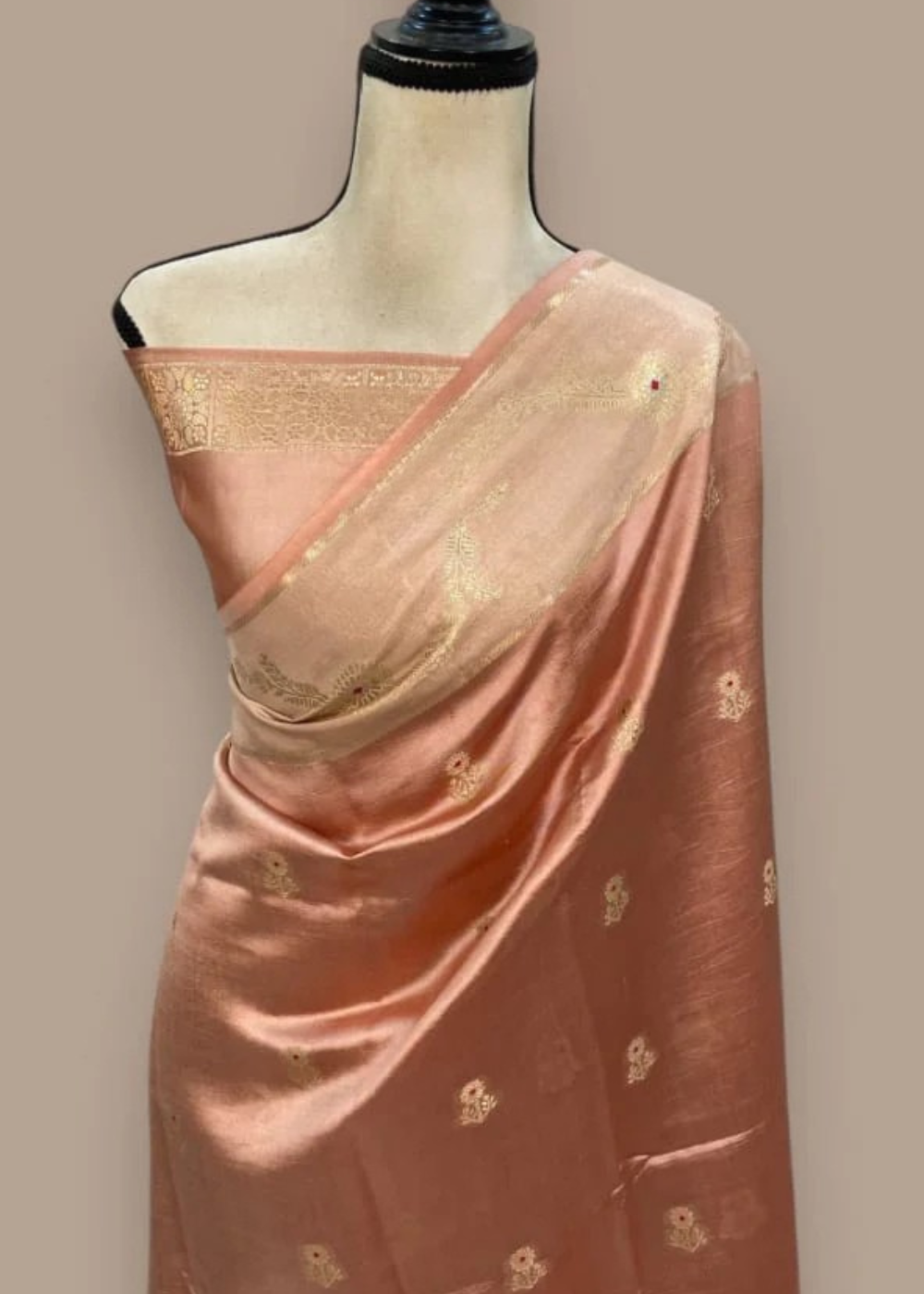Beige Banarasi Raw Silk Saree