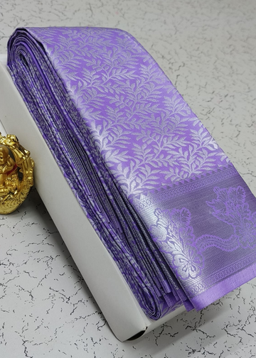 Lavender Bridal Silk Saree – Luxurious Pure Silk Look