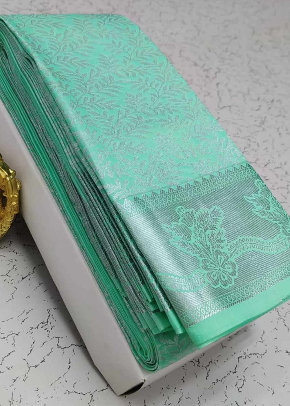 Aqua Green Bridal Silk Saree – Soft Pure Silk Type for Brides