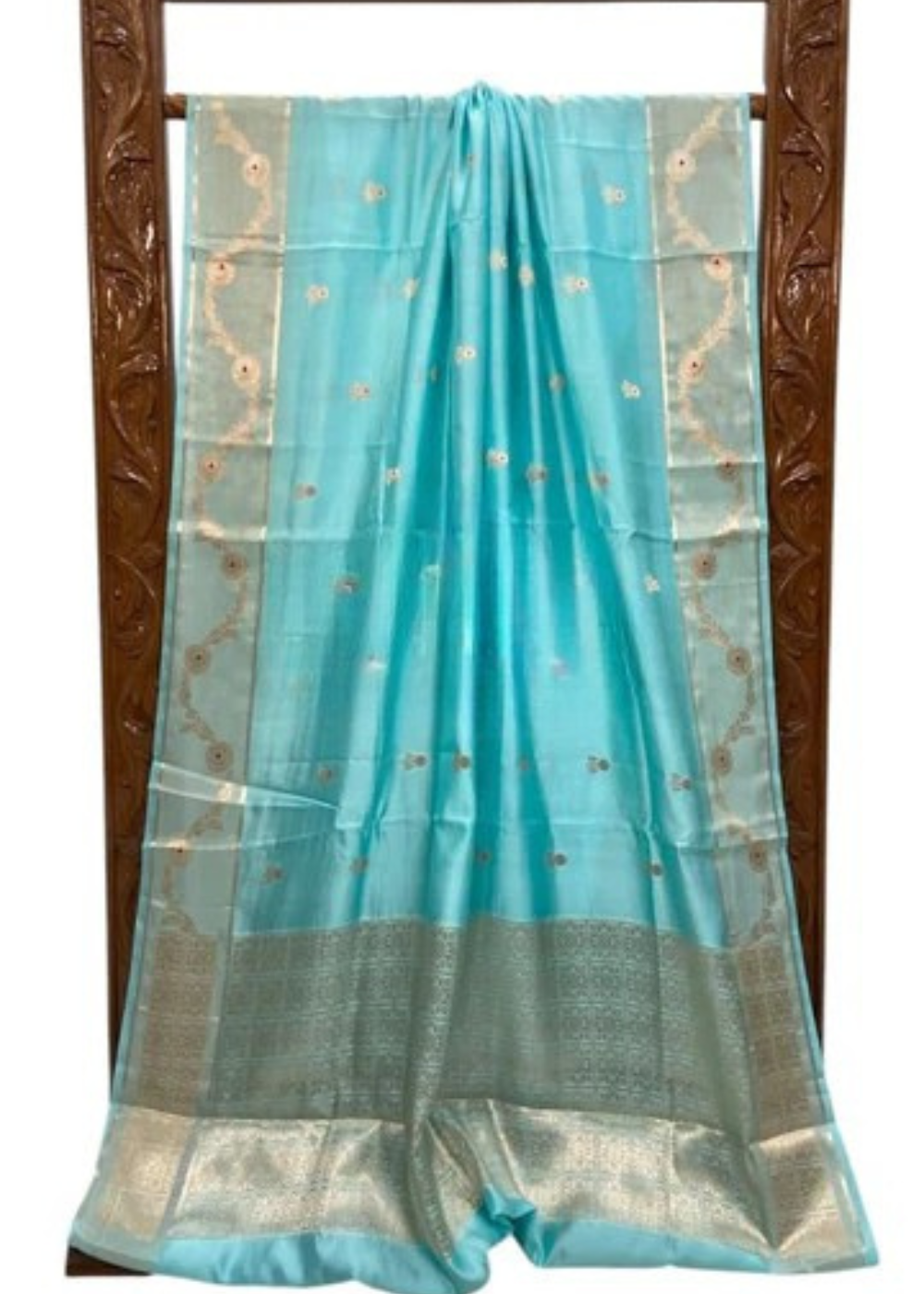 Sky Blue Banarasi Raw Silk Saree