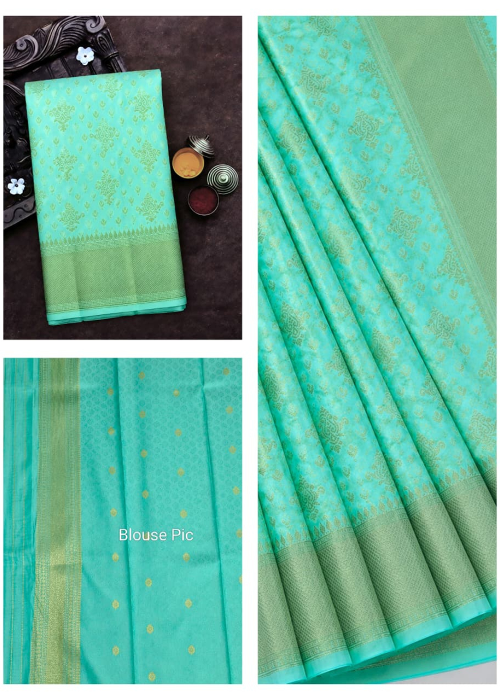 Actress Trisha Inspired Soft Silk Saree with Floral Design & Rich Pallu