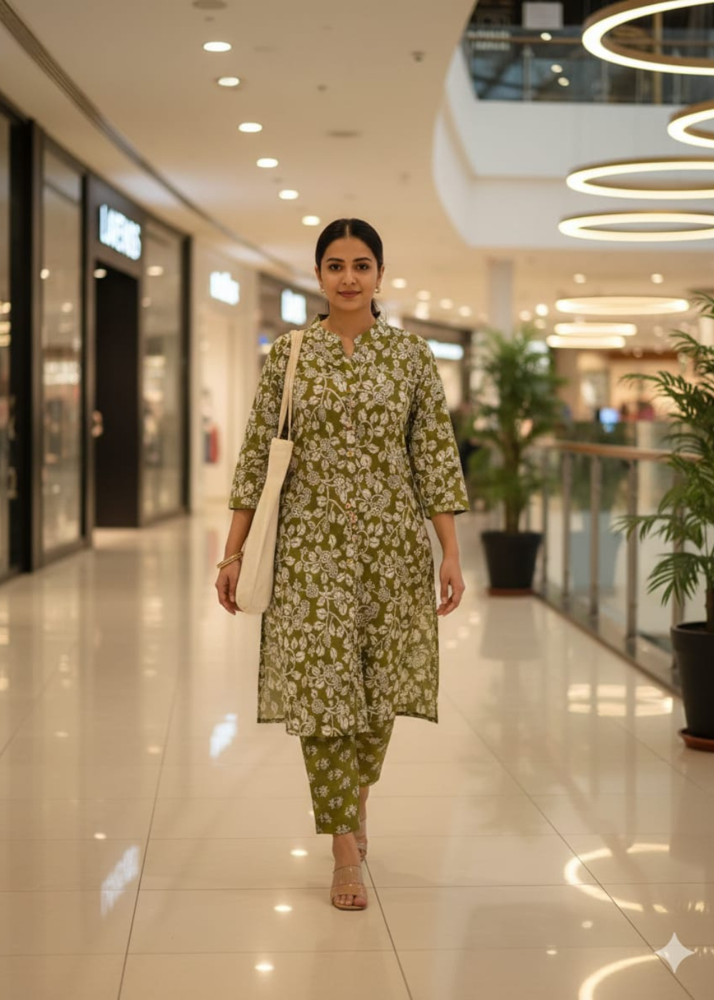 Daily Wear Cotton Dark Green Kurti with Matching Pant