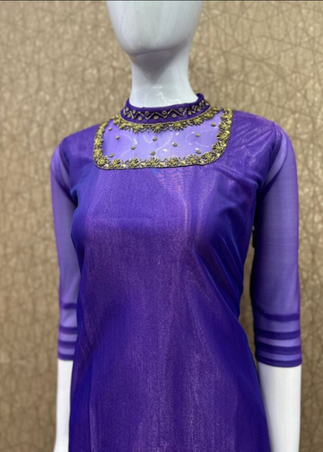 Shimmering Tissue A-Line Kurties with Inner Lining