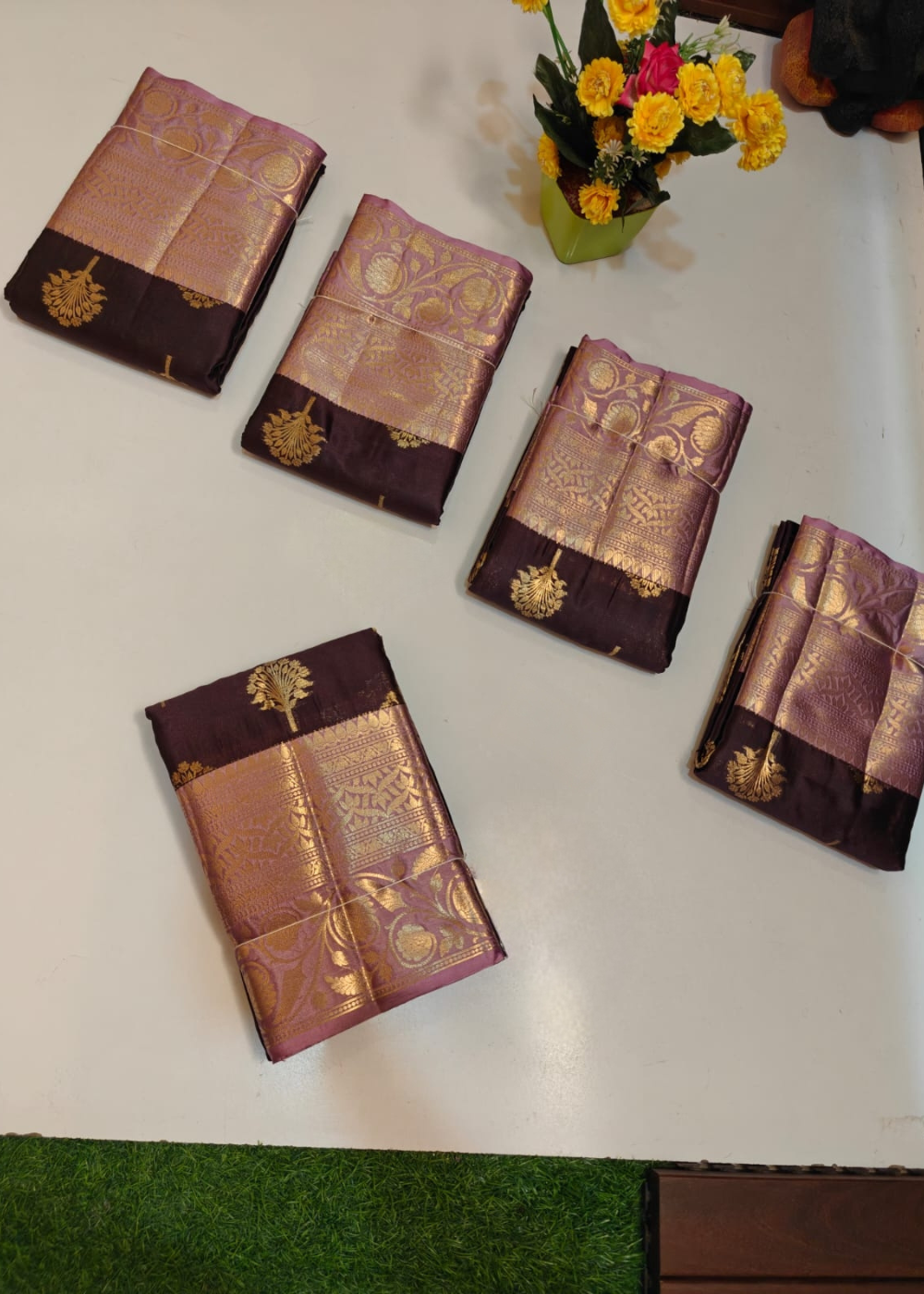 Royal Elegance in Brown & Pink Banarasi Semi Katan Silk