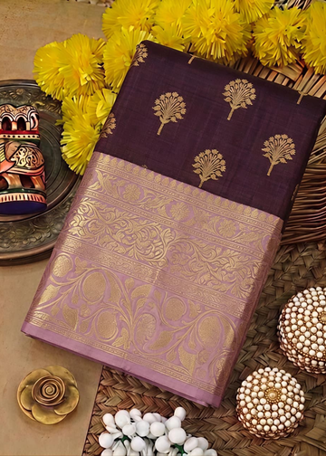 Royal Elegance in Brown & Pink Banarasi Semi Katan Silk