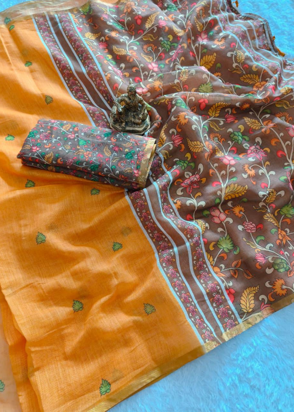 Classic Brown Linen Cotton Saree