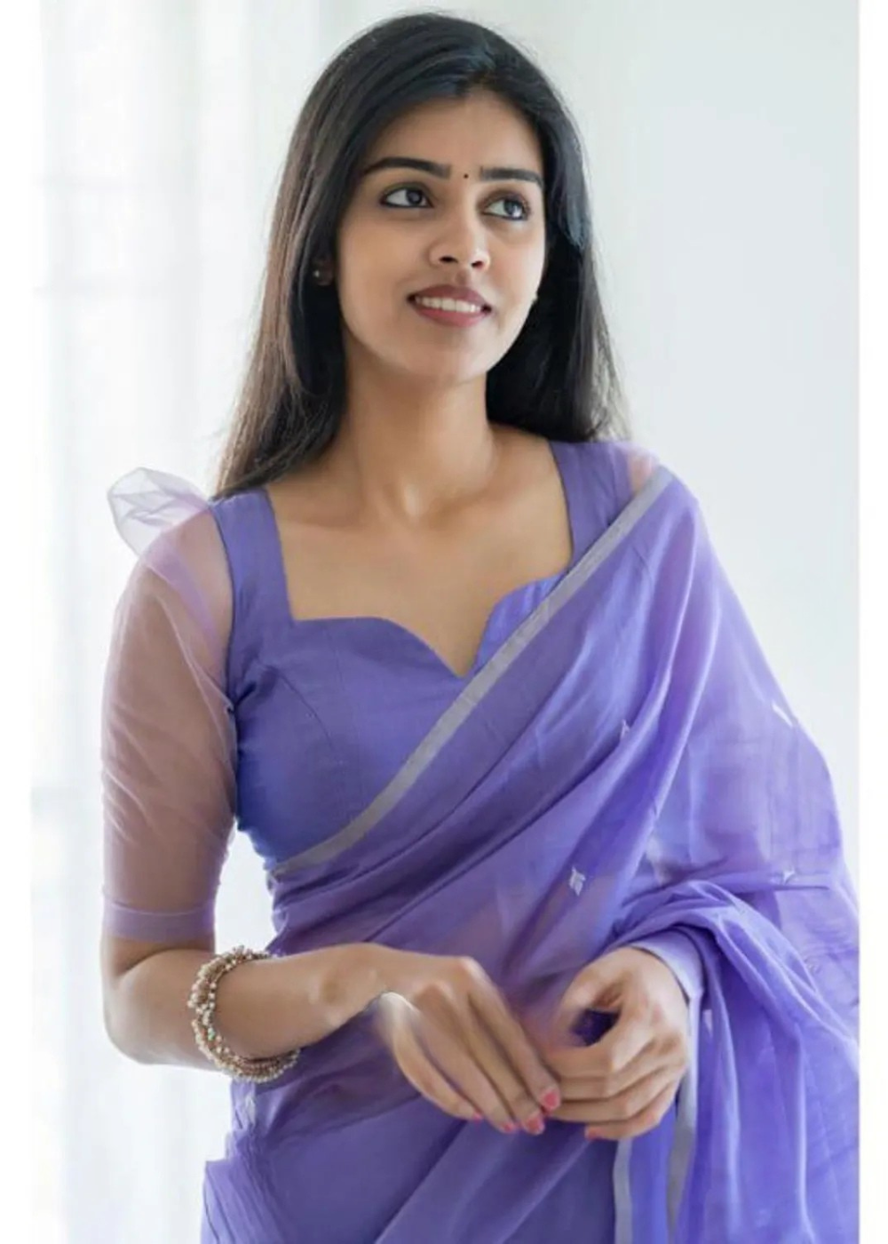 Lavender Mist Elegance – Maheshwari Silk Cotton Saree