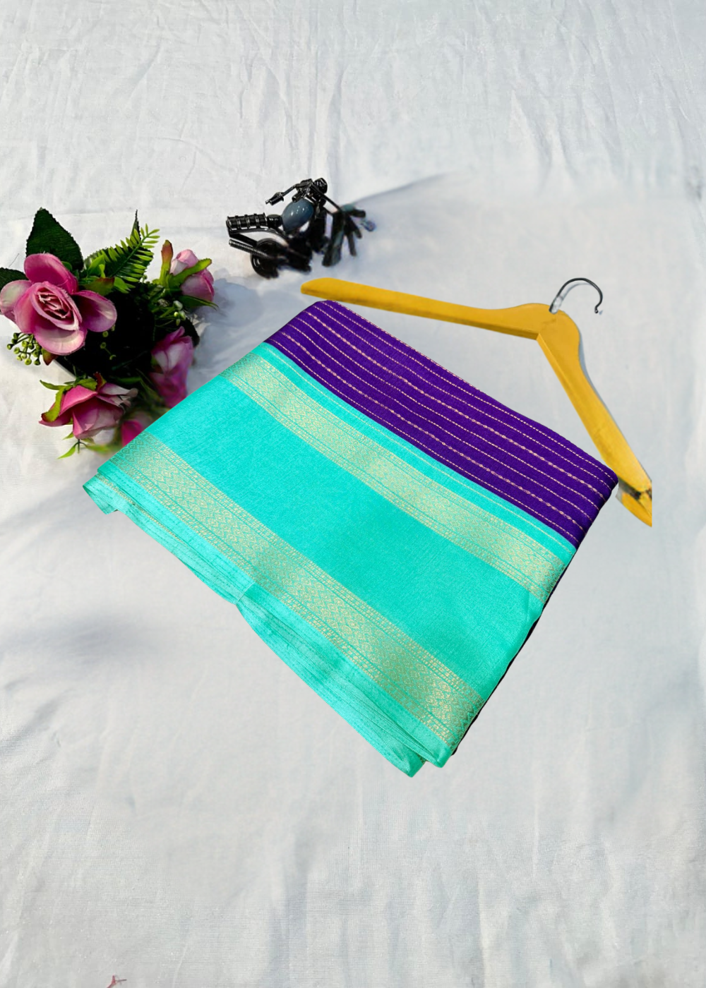 Graceful Grandeur: Mysore Silk Elegance with Two-Tone Padding Border